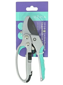 Профессиональный садовый секатор c храповым механизмом Zema